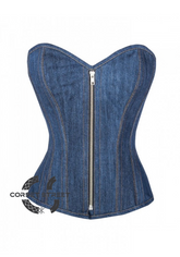 Blue Zipper Steampunk Denim Corset Online